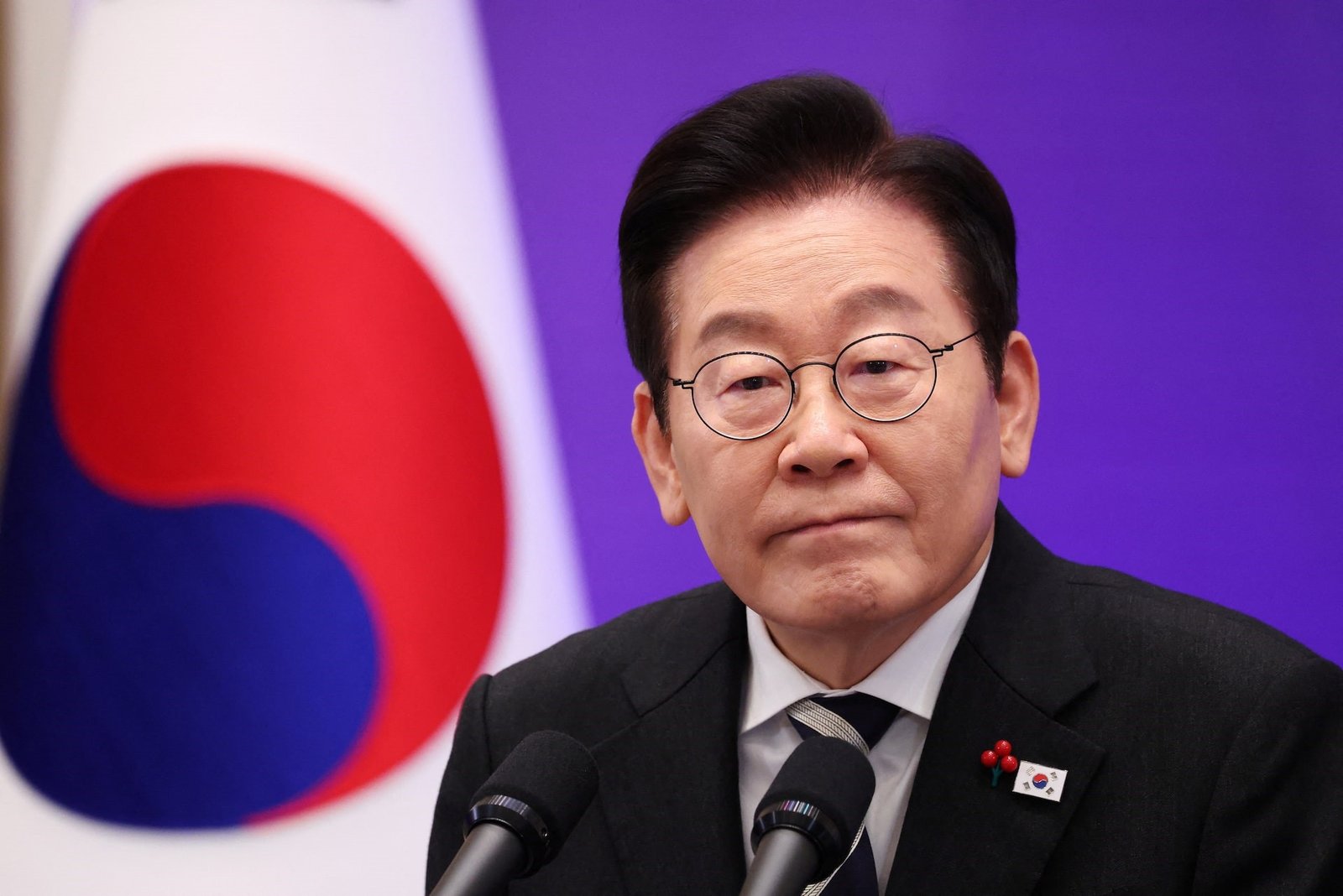 South Korean president delivering a statement