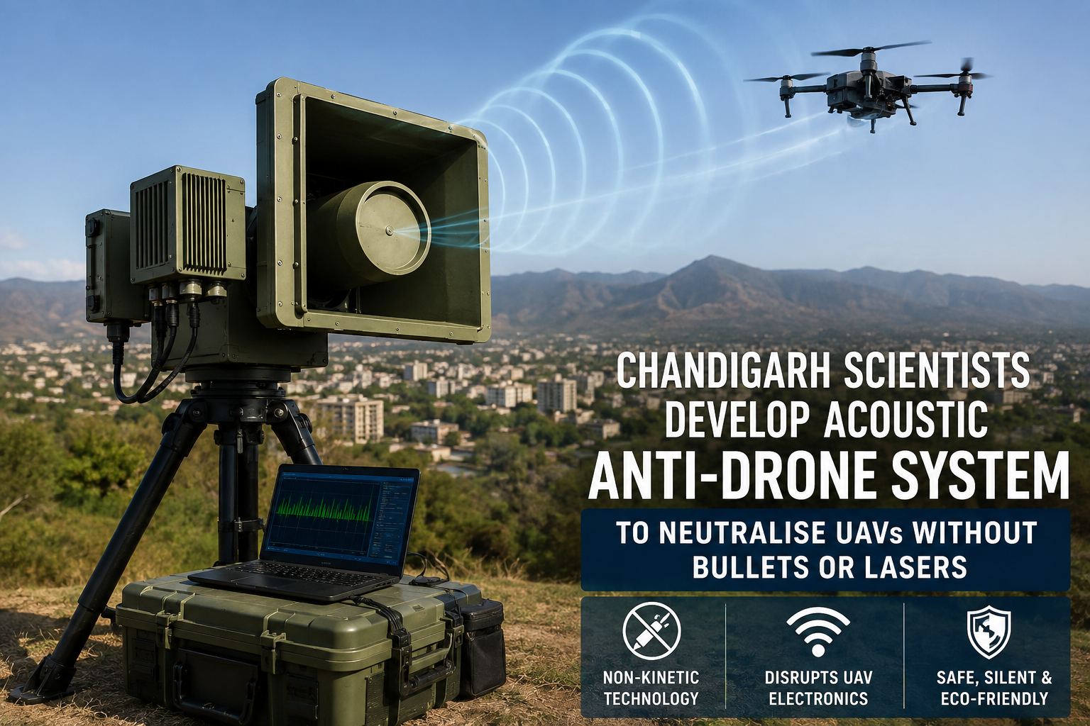 Chandigarh CSIO acoustic anti-drone system using sound waves to neutralise UAV
