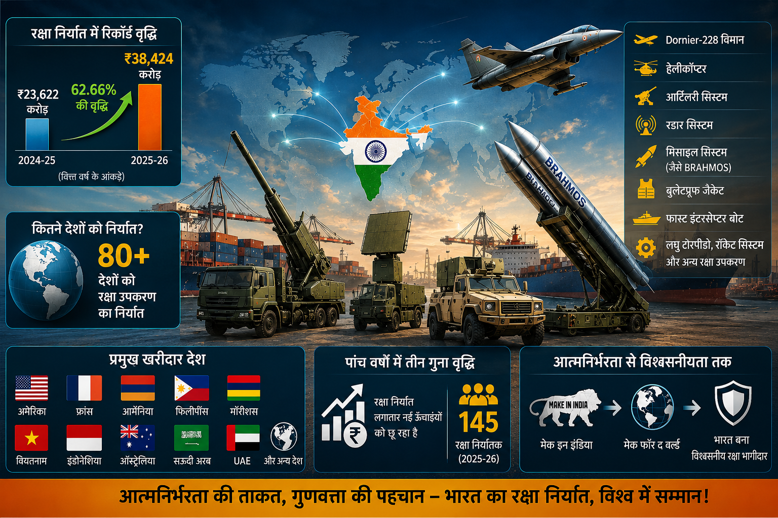 India defence export boom showing major buyer countries and global defence export growth