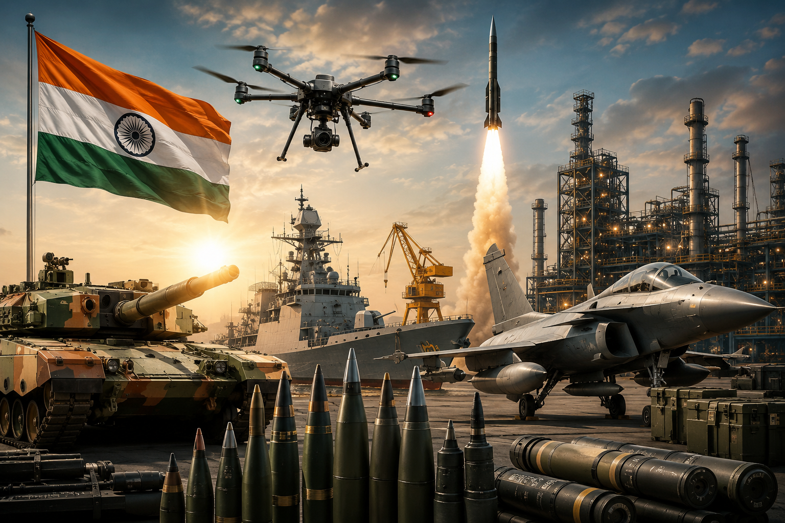 India’s defence production reaches ₹1.78 lakh crore in 2025-26, featuring missiles, drones, fighter aircraft, warships and ammunition