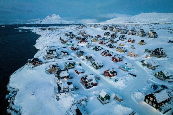 Snow-covered Greenland landscape in the Arctic