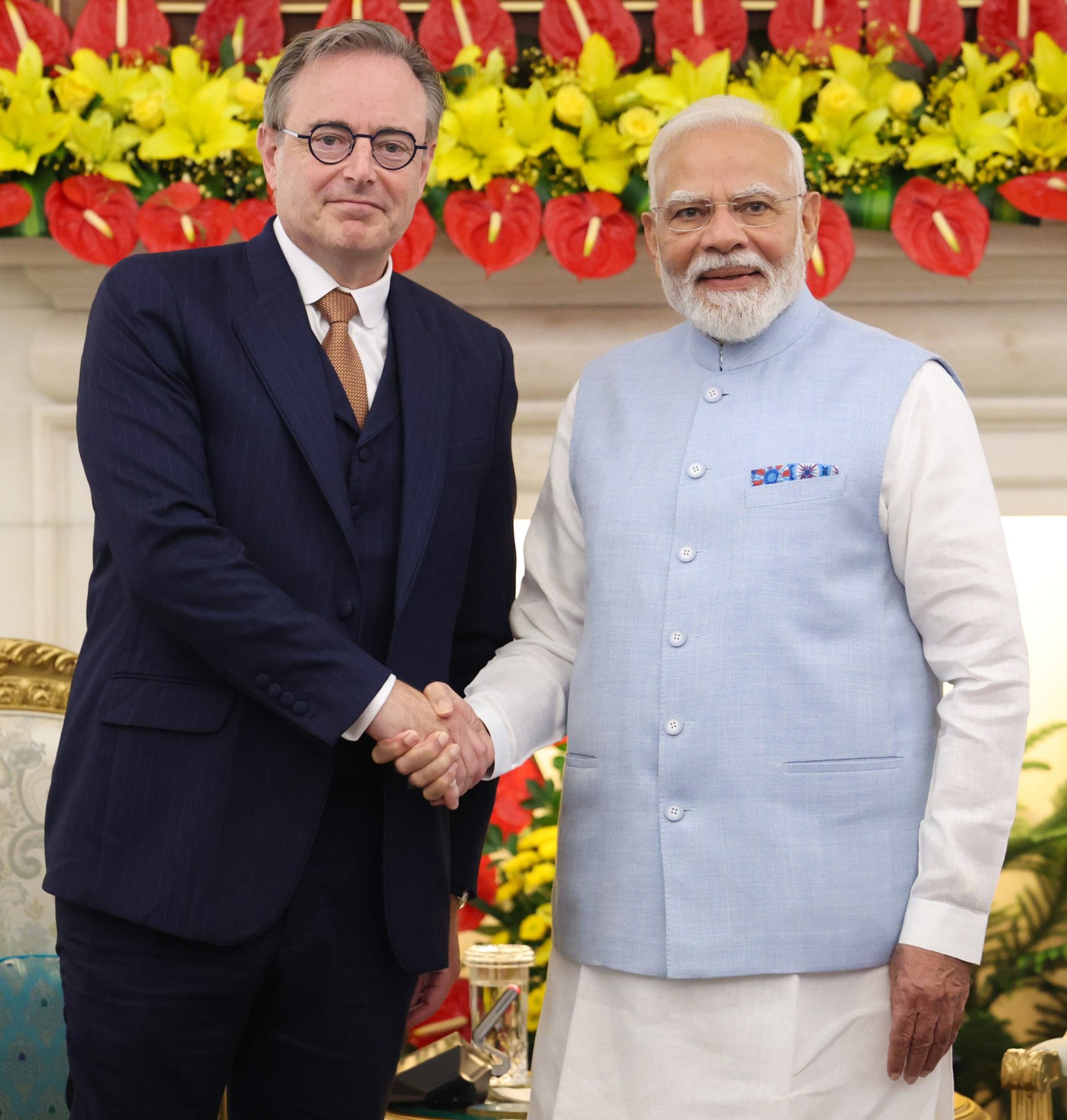Prime Minister Narendra Modi with Belgian Prime Minister Bart De Wever during India-Belgium defence cooperation talks
