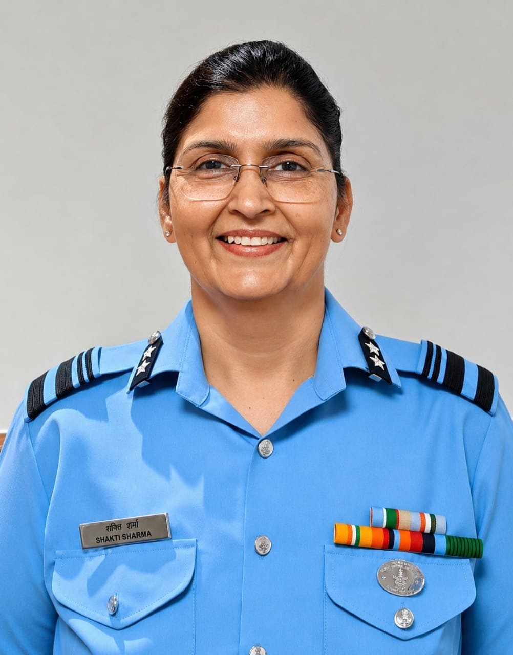 Air Vice Marshal Shakti Sharma, the first non-medical woman officer in the Indian Air Force to attain the two-star rank