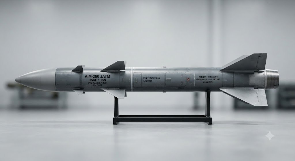 AIM-260 JATM अमेरिकी एयर-टू-एयर मिसाइल का AI-generated illustrative image