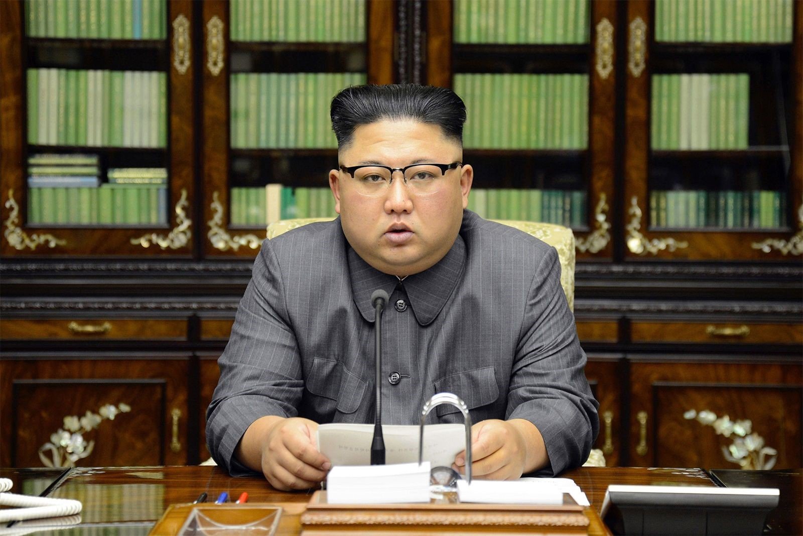 North Korean leader Kim Jong Un during a military and defence event