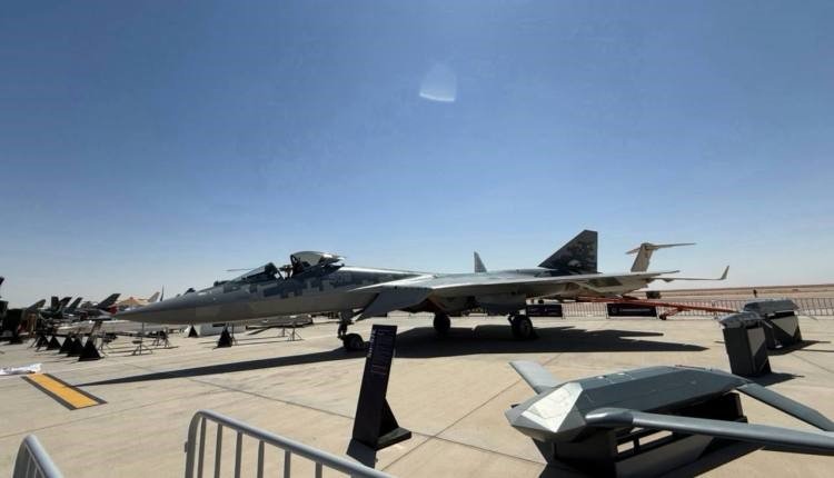Russian Su-57E fighter with S-71K Kovyor air-launched missile