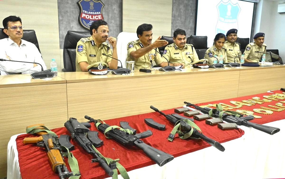 Telangana Police display recovered weapons in Secunderabad Army armoury theft case