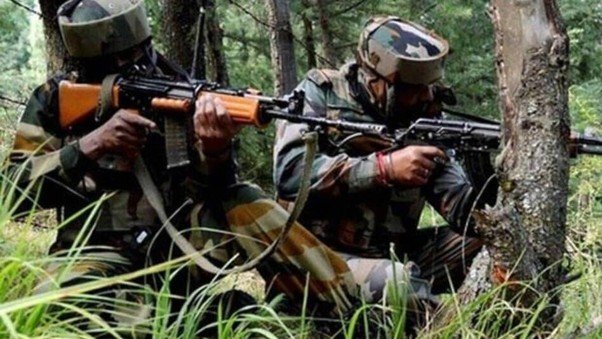 Indian Army soldier in action during a military operation, symbolic image